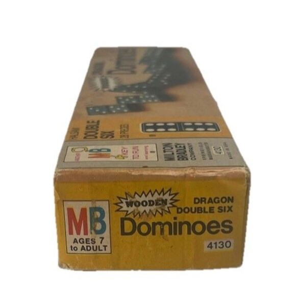 Dragon Dominoes Halsam Double Six Wooden 1970 Milton Bradley 28 Pieces #4130 - Picture 3 of 5